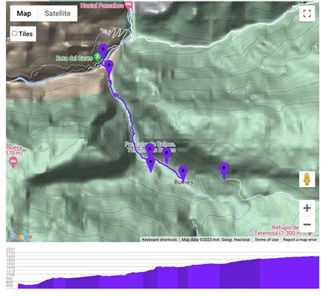 bulnes altitud|bulnes hiking map.